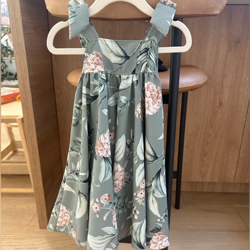 Floral Green Kids Dress